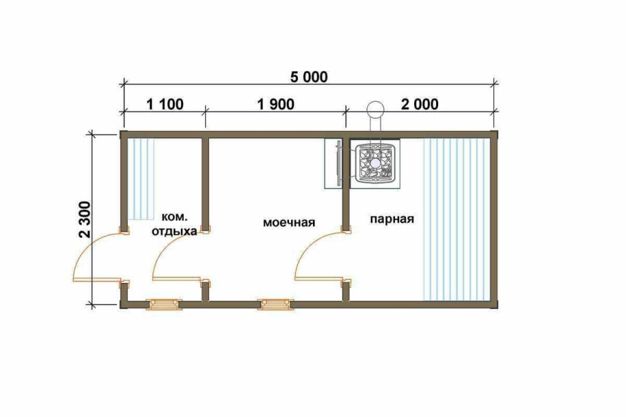 Баня 4х2.5 планировка