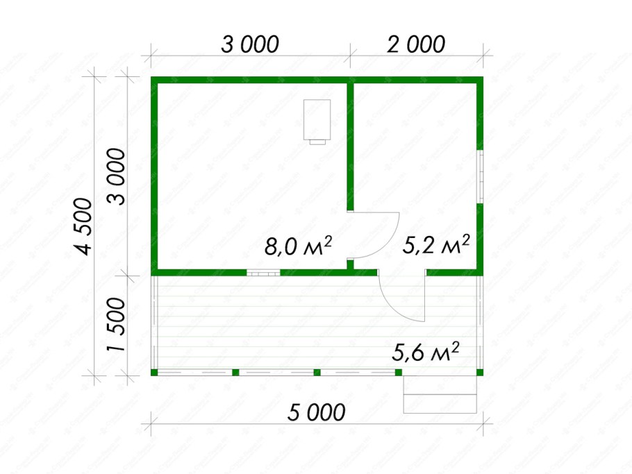 Каркасная баня 3 на 5