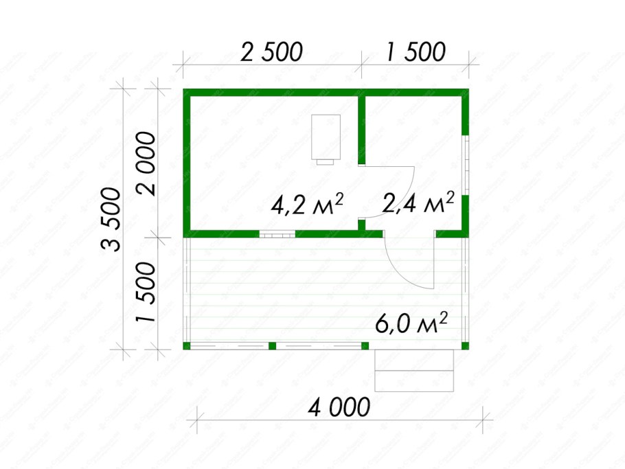 Чертежи каркасной бани 4х2