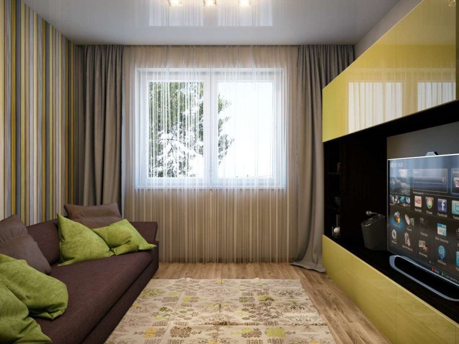 Бежево зеленая гостиная