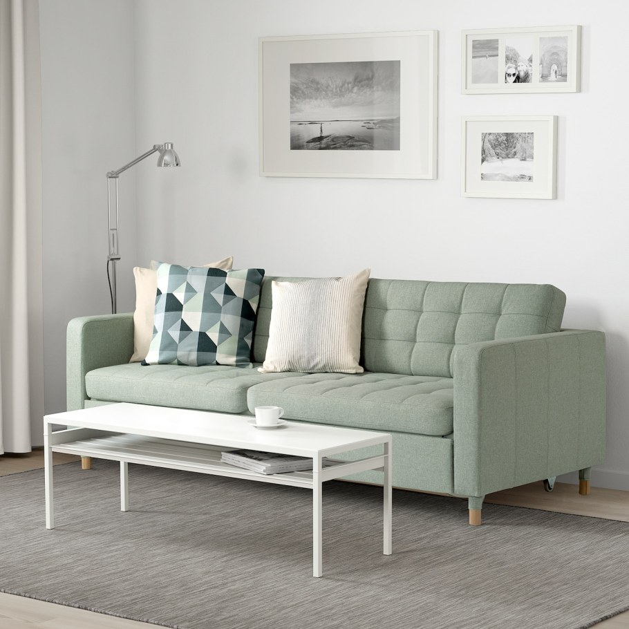 Диван икеа кожаный черный Ландскруна