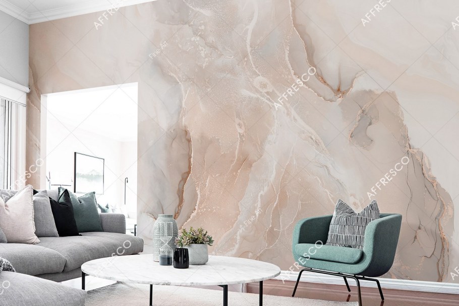 Фотообои под мрамор в интерьере