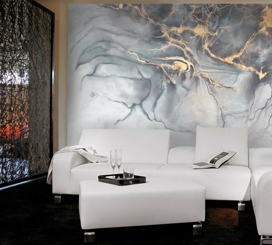 Фотообои мрамор в интерьере гостиной