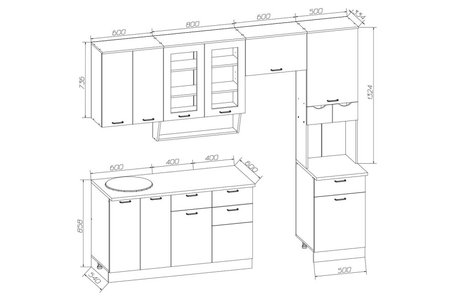 Чертеж кухонного гарнитура
