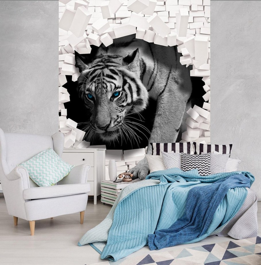 Фотообои тигр в интерьере