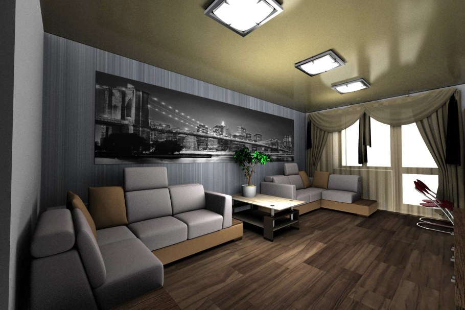 Зал в двухкомнатной квартире