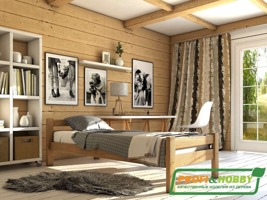 Кровать классика 900 х 1900 сосна, бесцветный лак