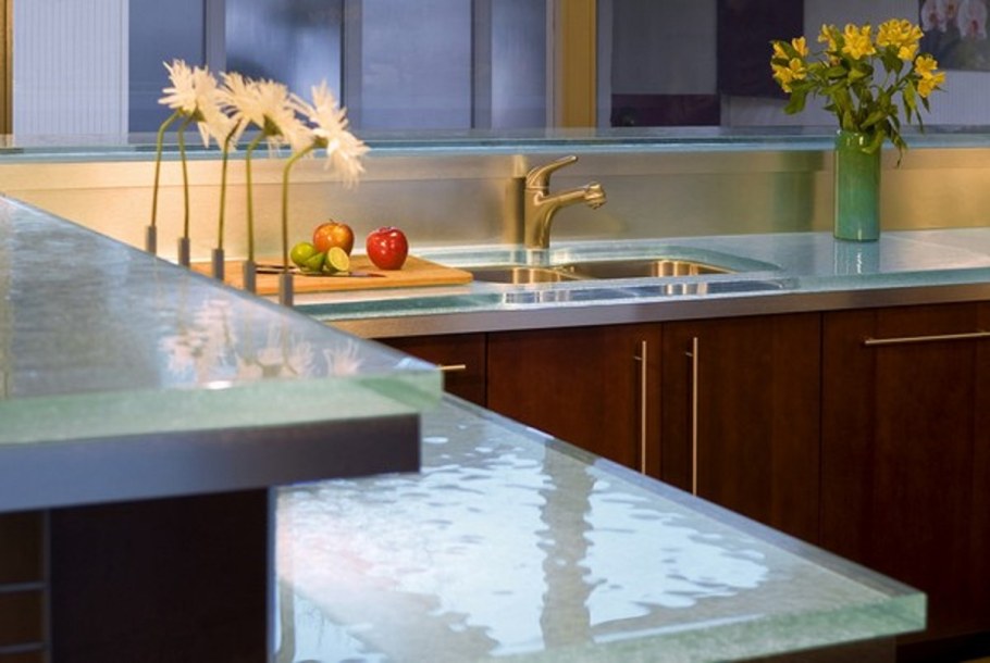 Стеклянная столешница для кухни