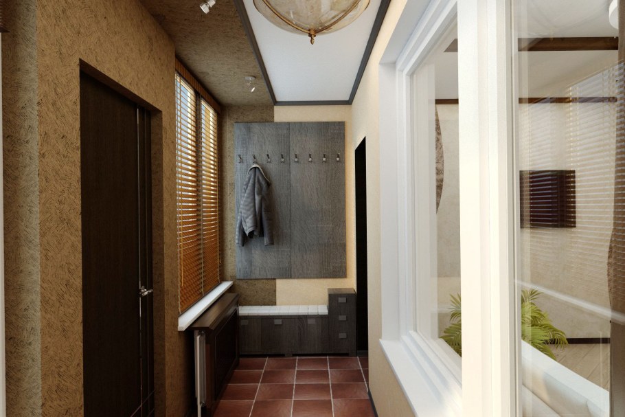 Узкий коридор в стиле лофт