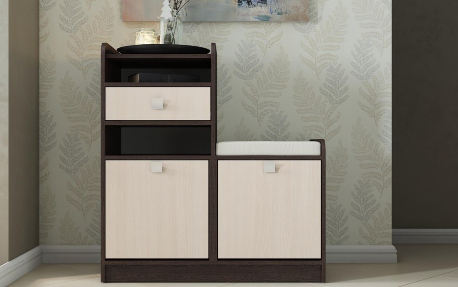 Обувница об-2 800х900х400 дуб выбеленный/венге