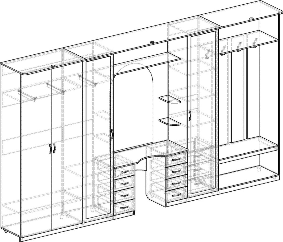 Шкаф-купе Юпитер 3-дверный с зеркалом 2700