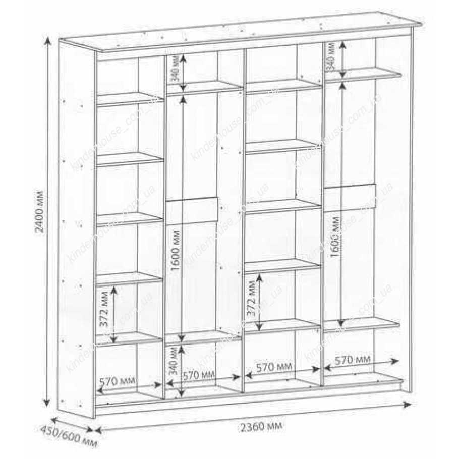 Шкаф купе 1800х2400х600 чертеж