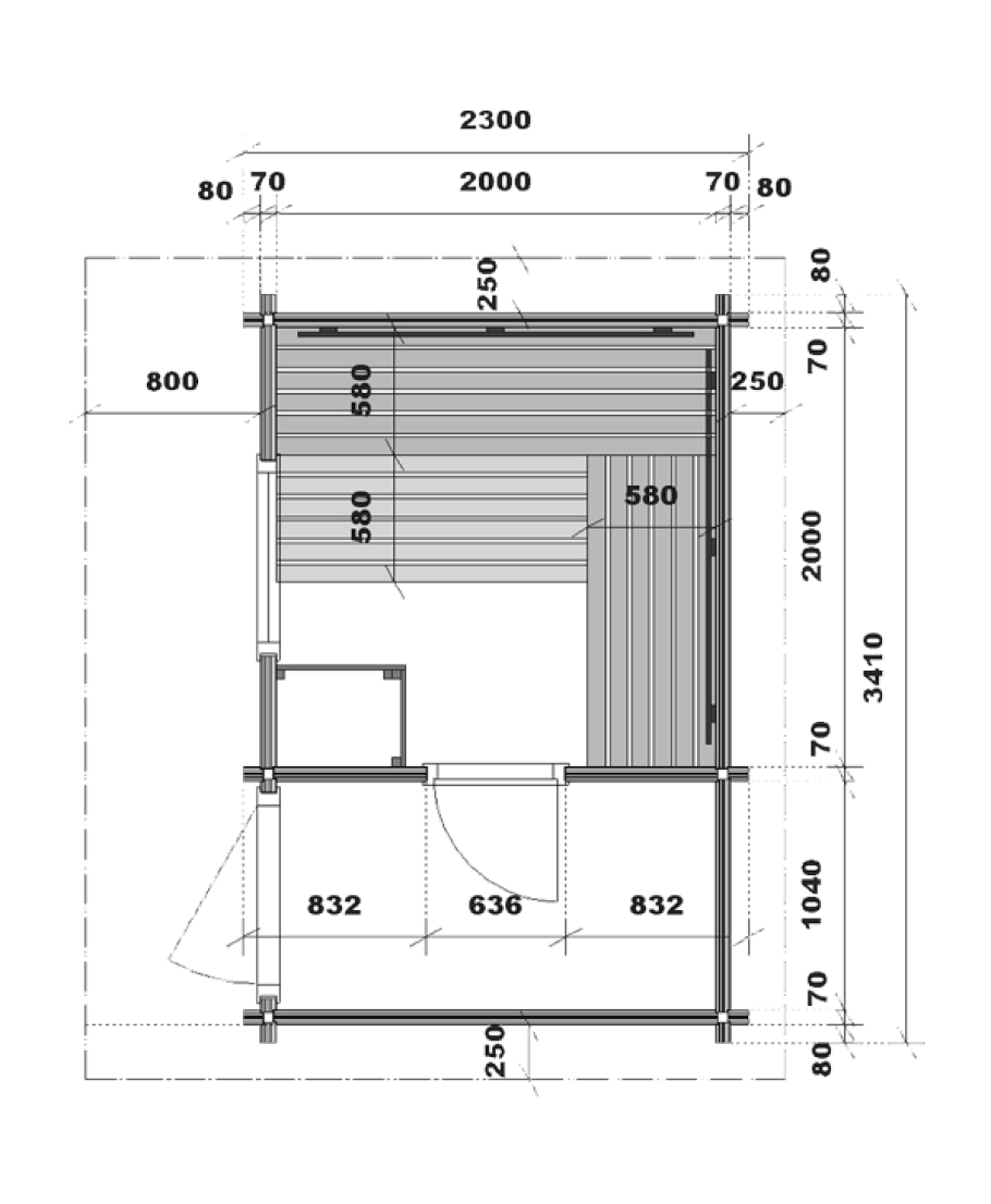 Парилка 1.5 на 2 чертеж