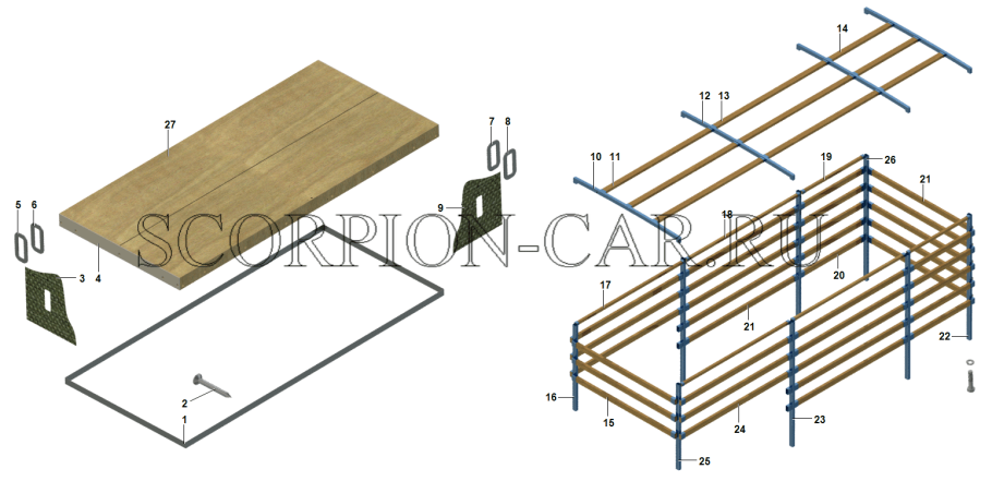 Кушетка из профиля Mikoso Orion 162221 чертеж