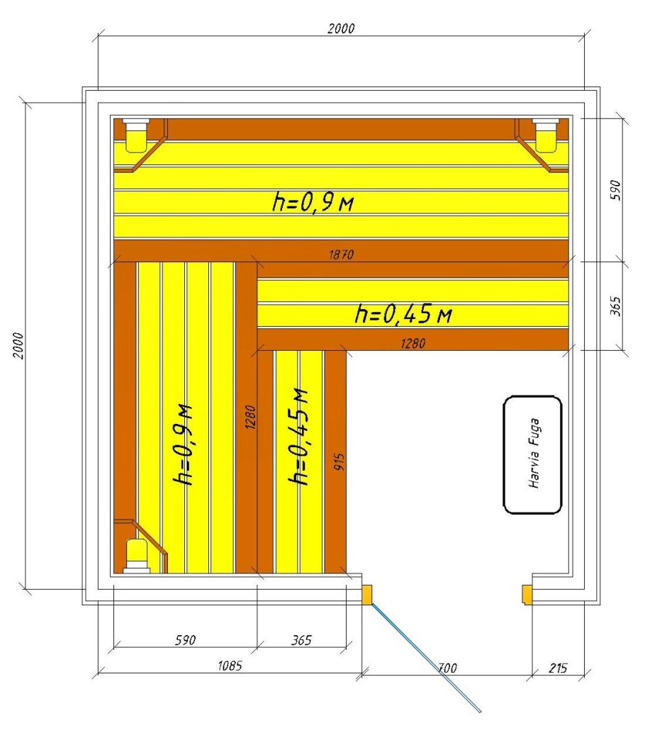 Высота полок в парилке стандарт
