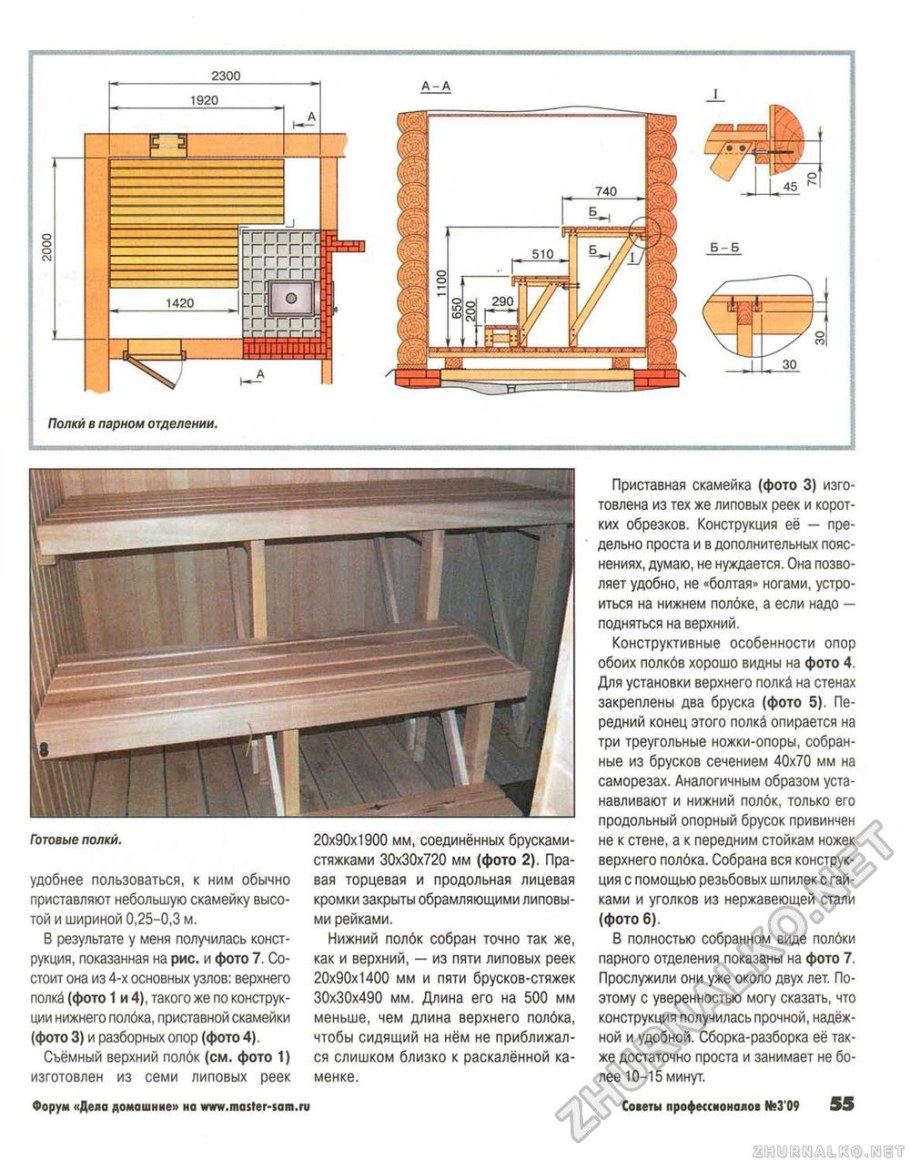 Размер полатей в бане высота и ширина