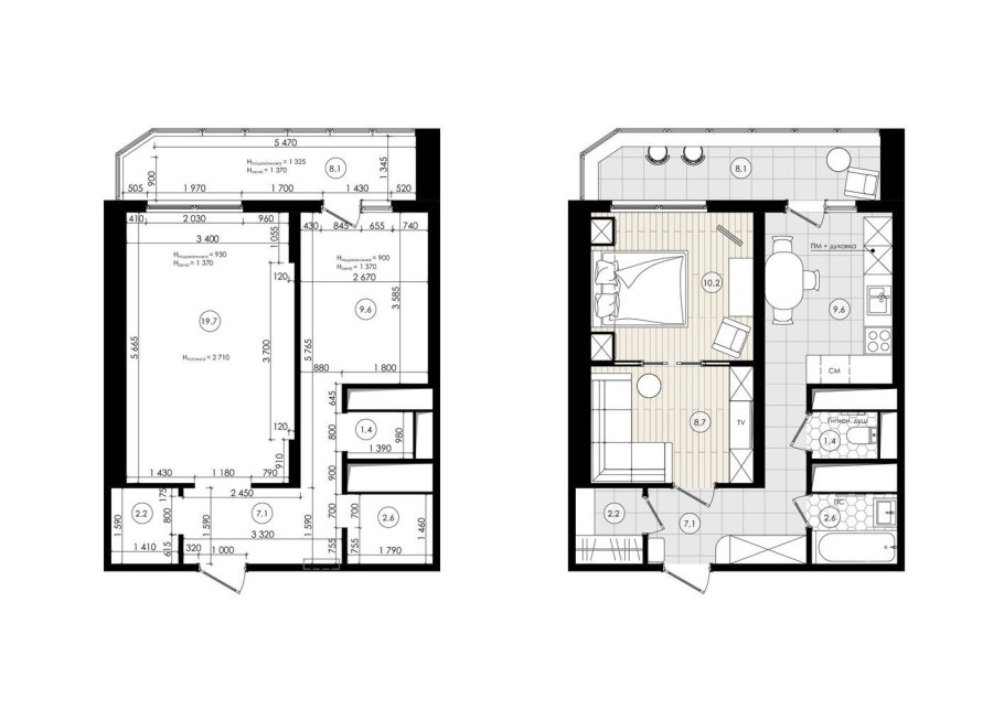 Перепланировка однокомнатной хрущевки 30 кв.м в двухкомнатную