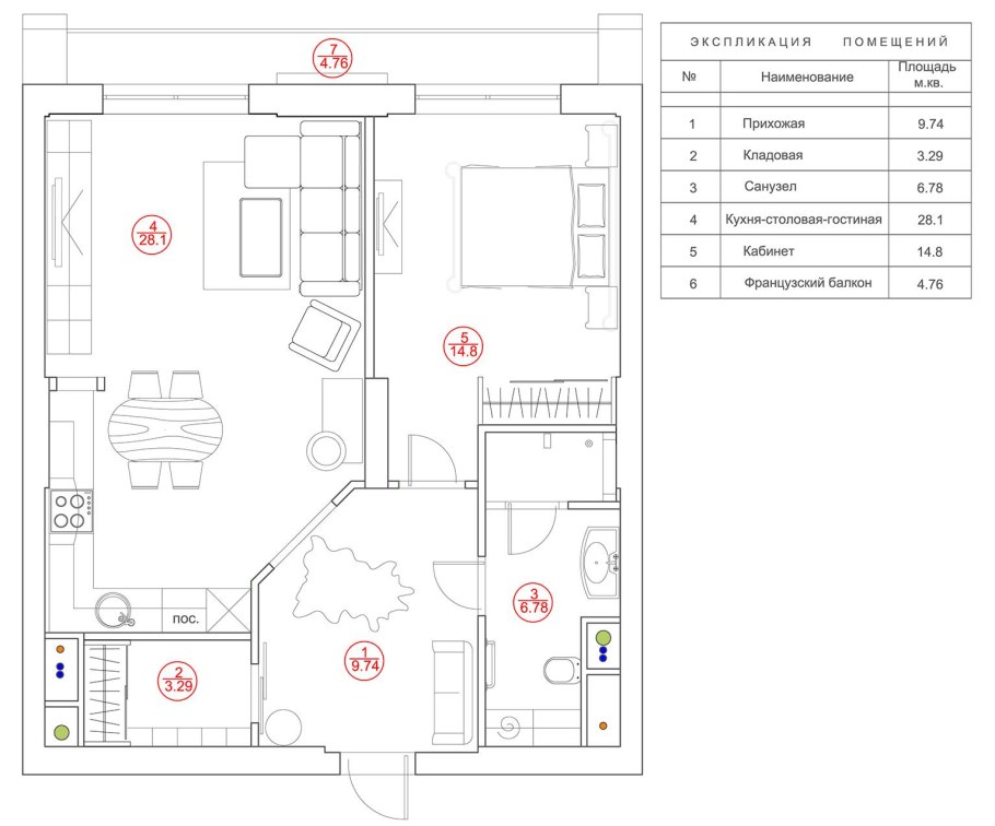 Перепланировка однокомнатной квартиры в двухкомнатную студия
