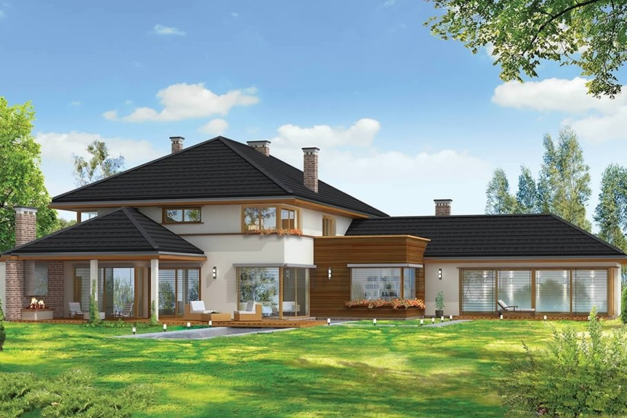 Двухэтажный дом с бассейном и гаражом