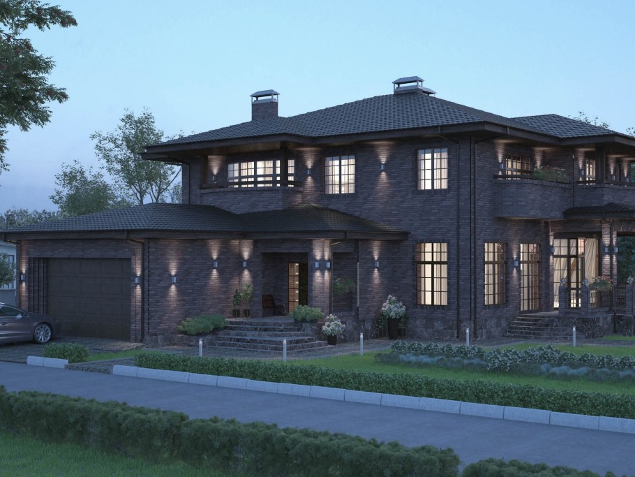 Двухэтажный дом с бассейном и гаражом