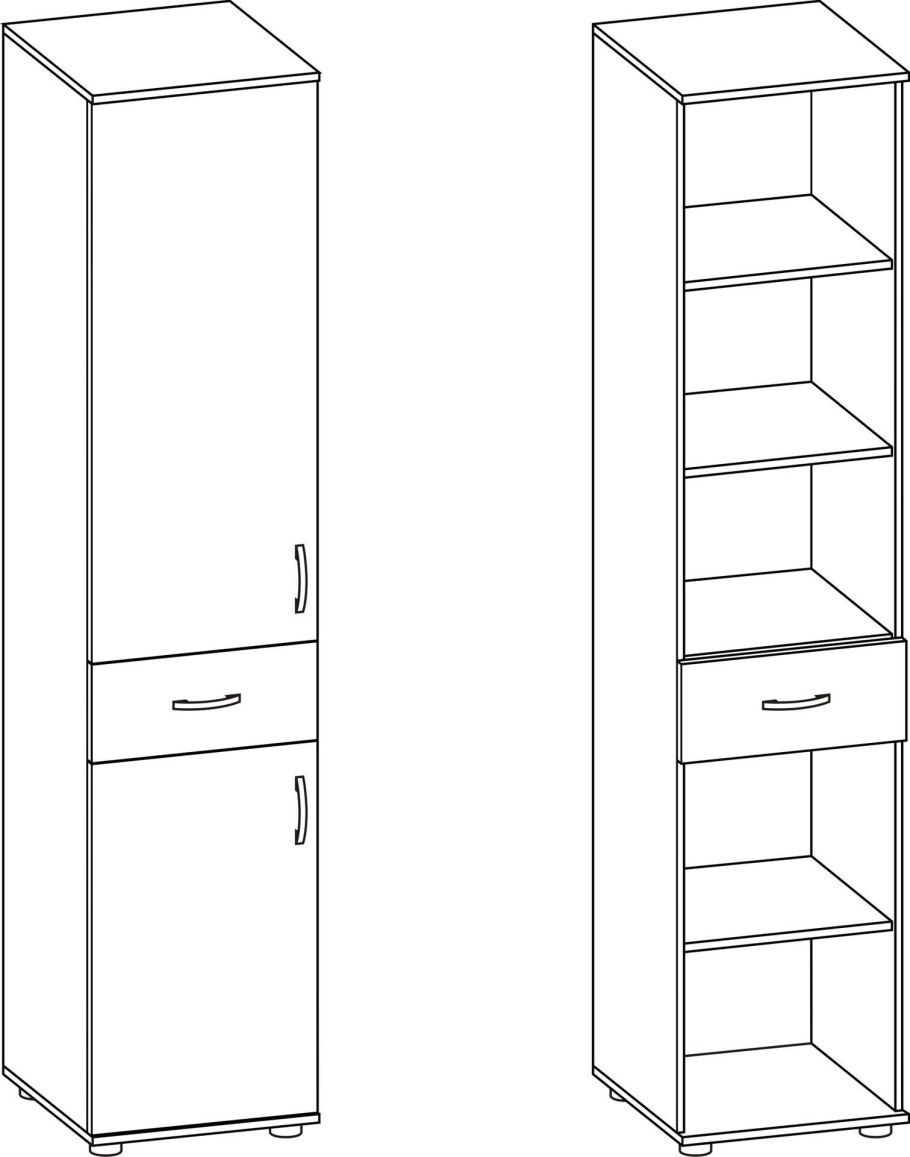 Узкий шкаф-пенал платяной 2 полки снизу, 3 сверху с чертежами