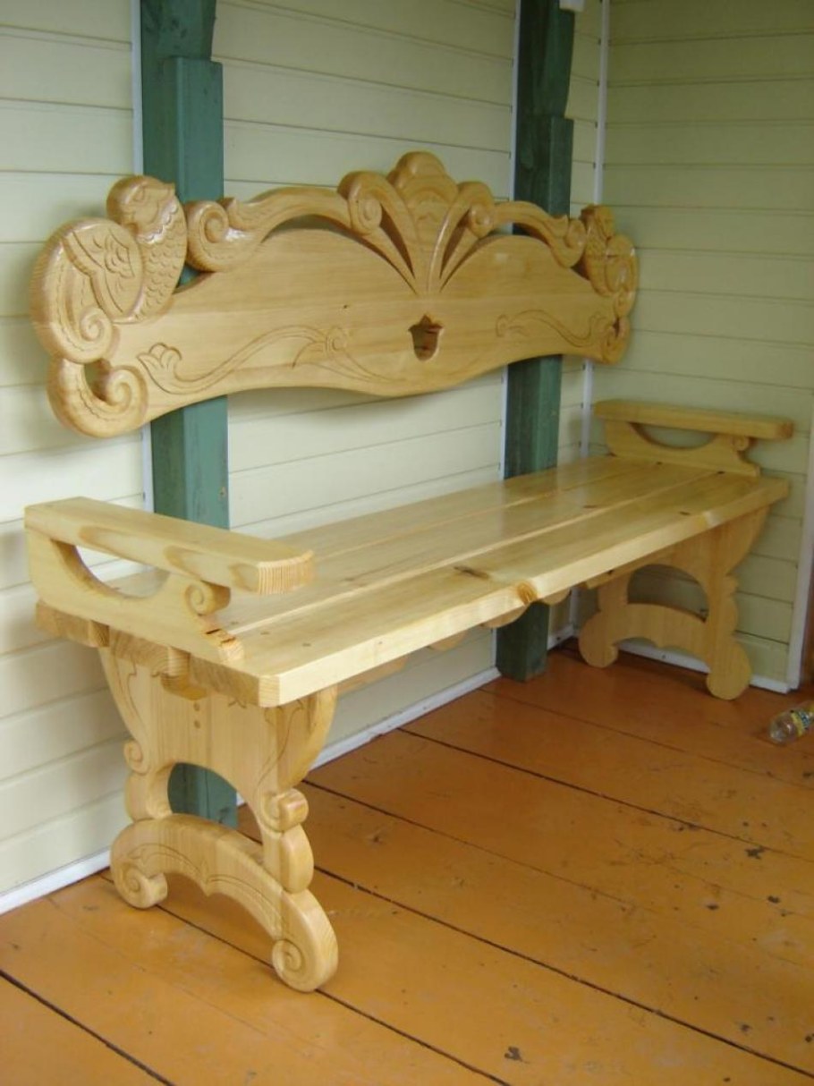 Резьба по дереву скамейки