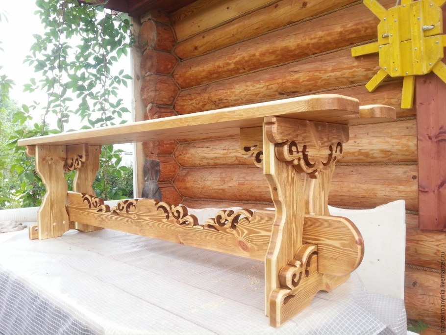Резные скамейки из дерева