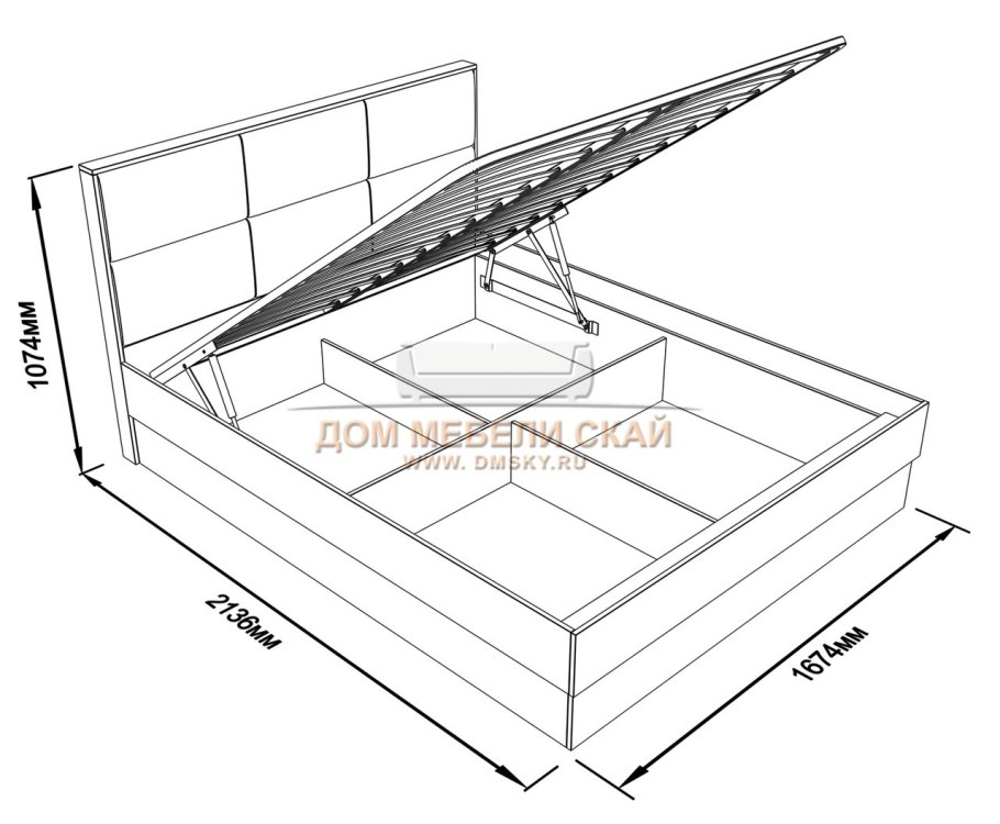 Чертеж кровати с подъемным механизмом 160х200 схема