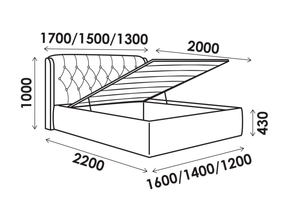 Кровать Дятьково solo с подъемным механизмом 180х200 схема сборки