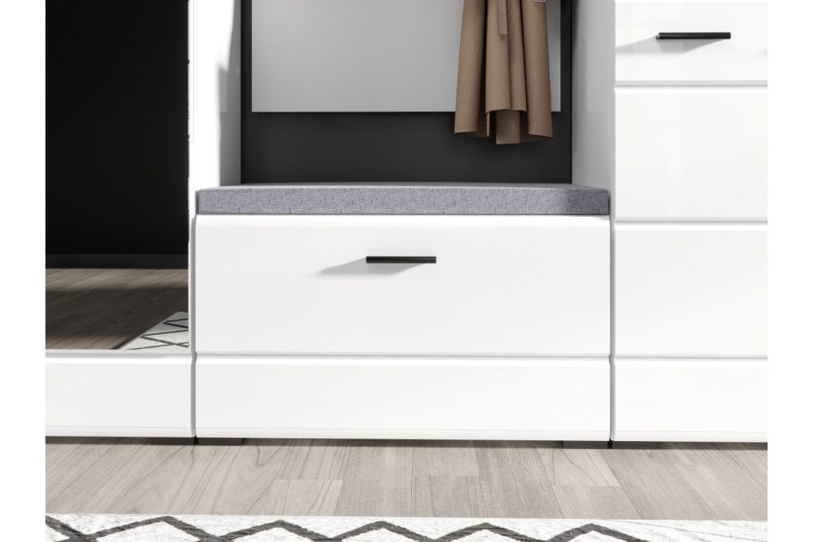 Тумба Империал Йорк 2д1ящ белый жемчуг/белый глянец