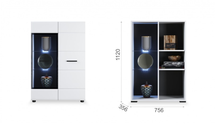 Система Йорк комод 1д1в белый жемчуг/белый глянец