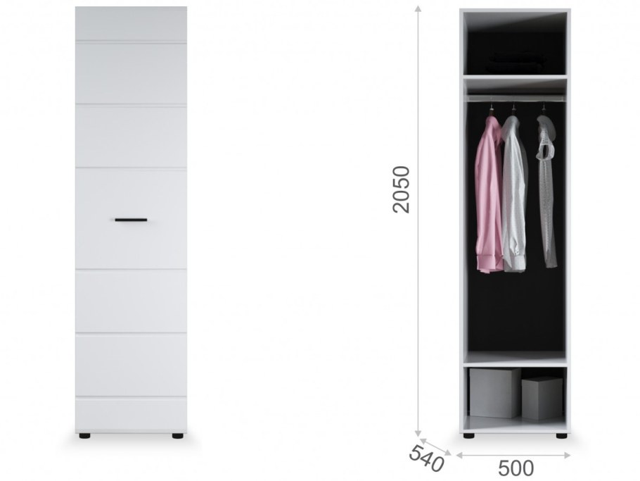 Распашной шкаф Йорк 1дв белый/белый