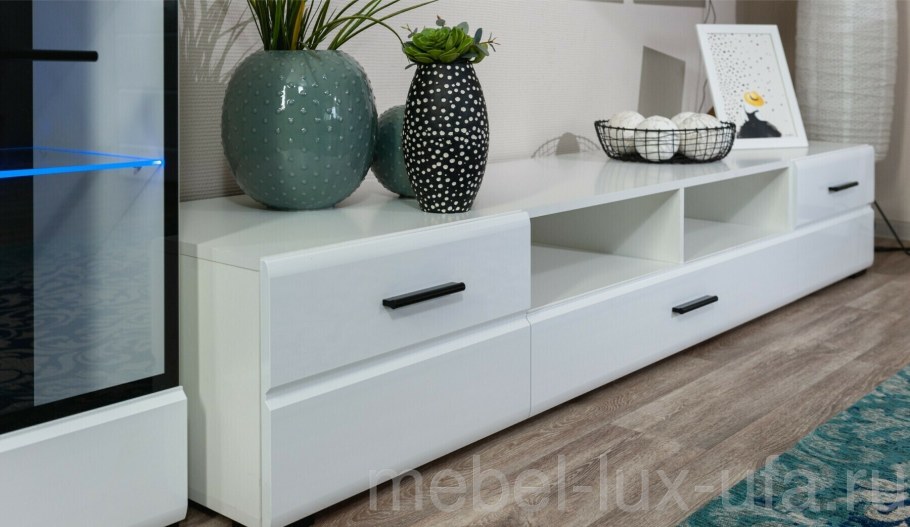 Тумба ТВ Йорк 2д1ящ белый/белый глянец