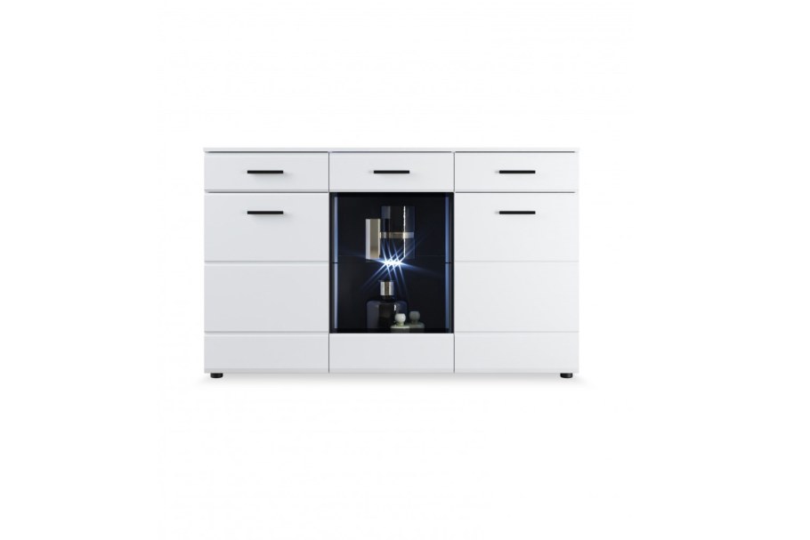 Комод Йорк 2д1в2ящ белый/белый глянец