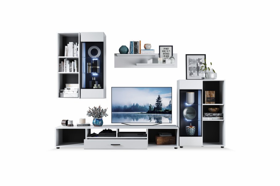 Комод Йорк 2д1в2ящ белый/белый глянец