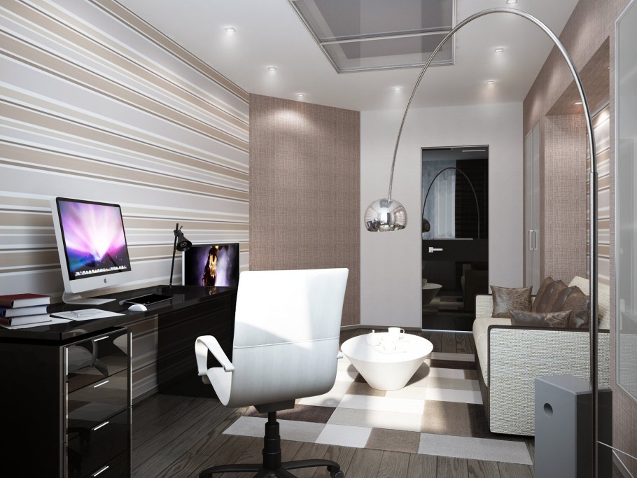 Кабинет в стиле Хай тек в доме