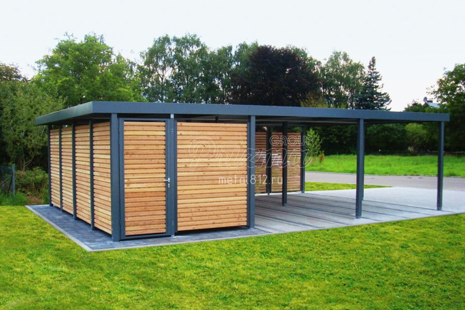 Хозблок с односкатной крышей металл