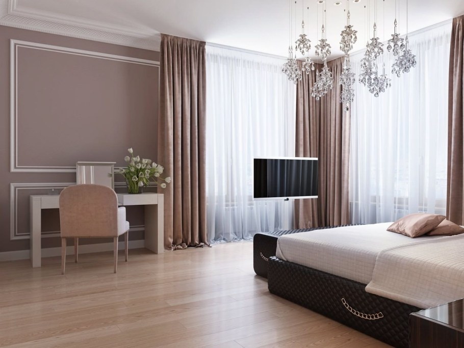 Спальня смтемной мебелью