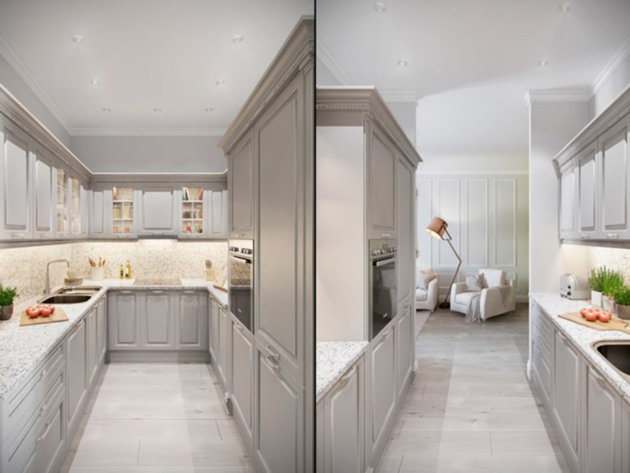 П образные кухни в нише