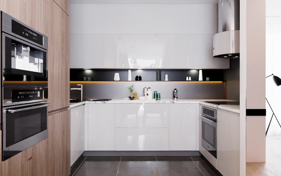 Рейки в интерьере кухни