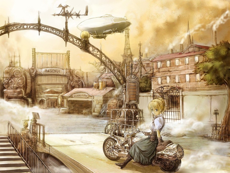 Steampunk Art город аниме