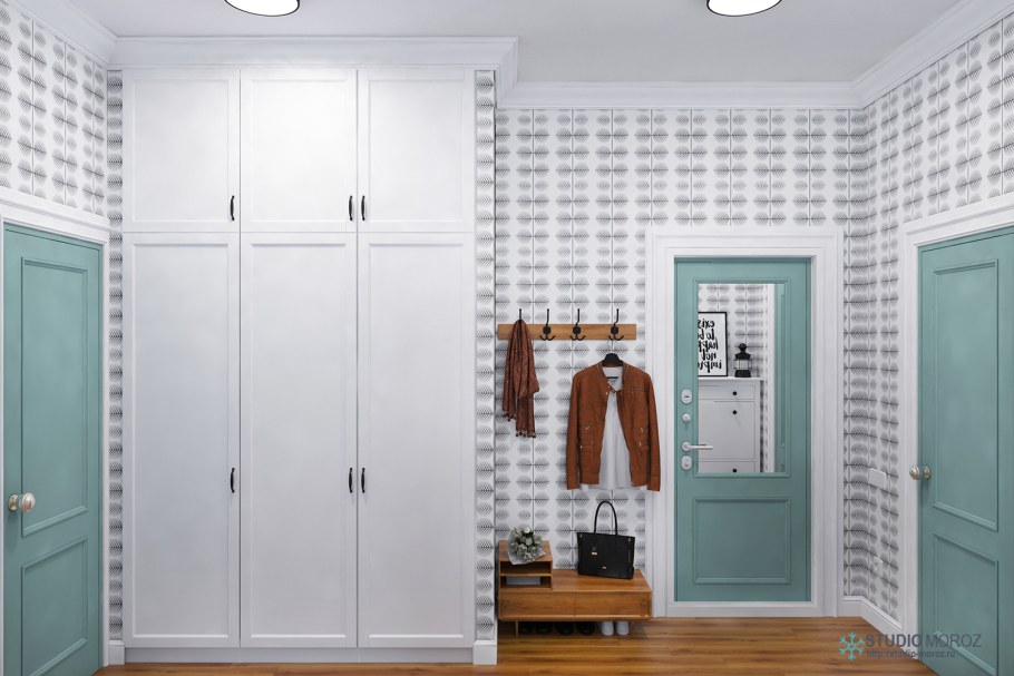 Угловой шкаф в прихожую в скандинавском стиле