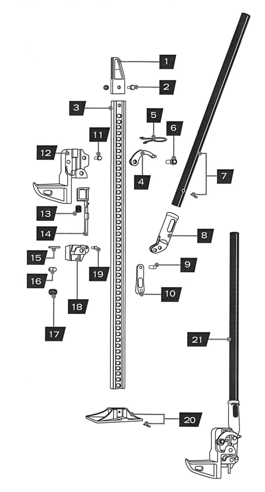 Устройство реечного домкрата Хай Джек