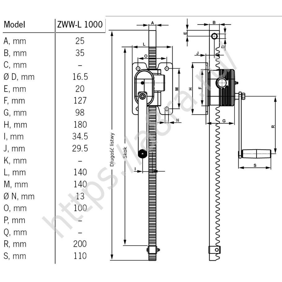 Реечный домкрат чертеж Размеры