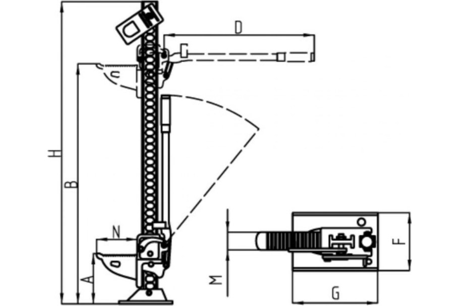 Домкрат реечный Сорокин High Jack 33 3.133 (3 т - 153/700 мм)