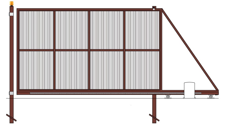 Чертеж откатных ворот 5м