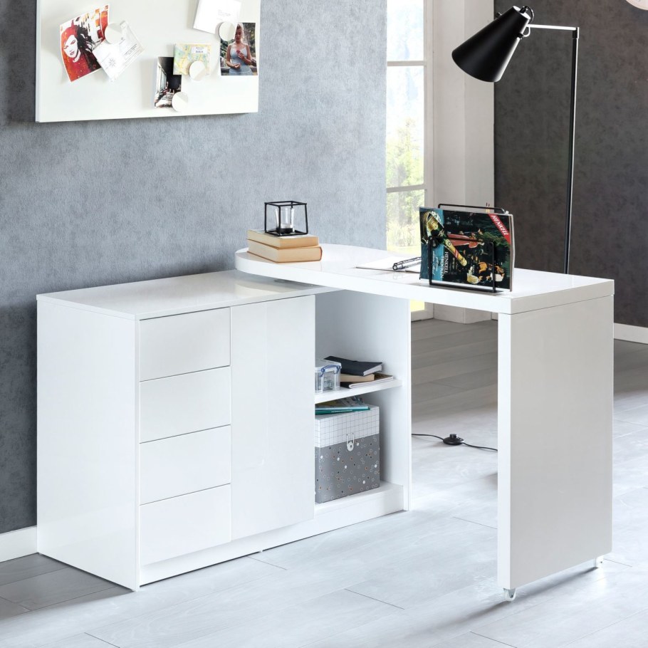 Красивый белый письменный стол