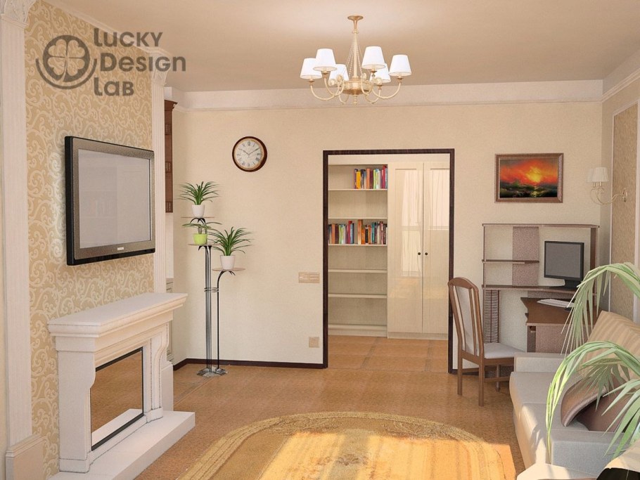Интерьер проходной гостиной