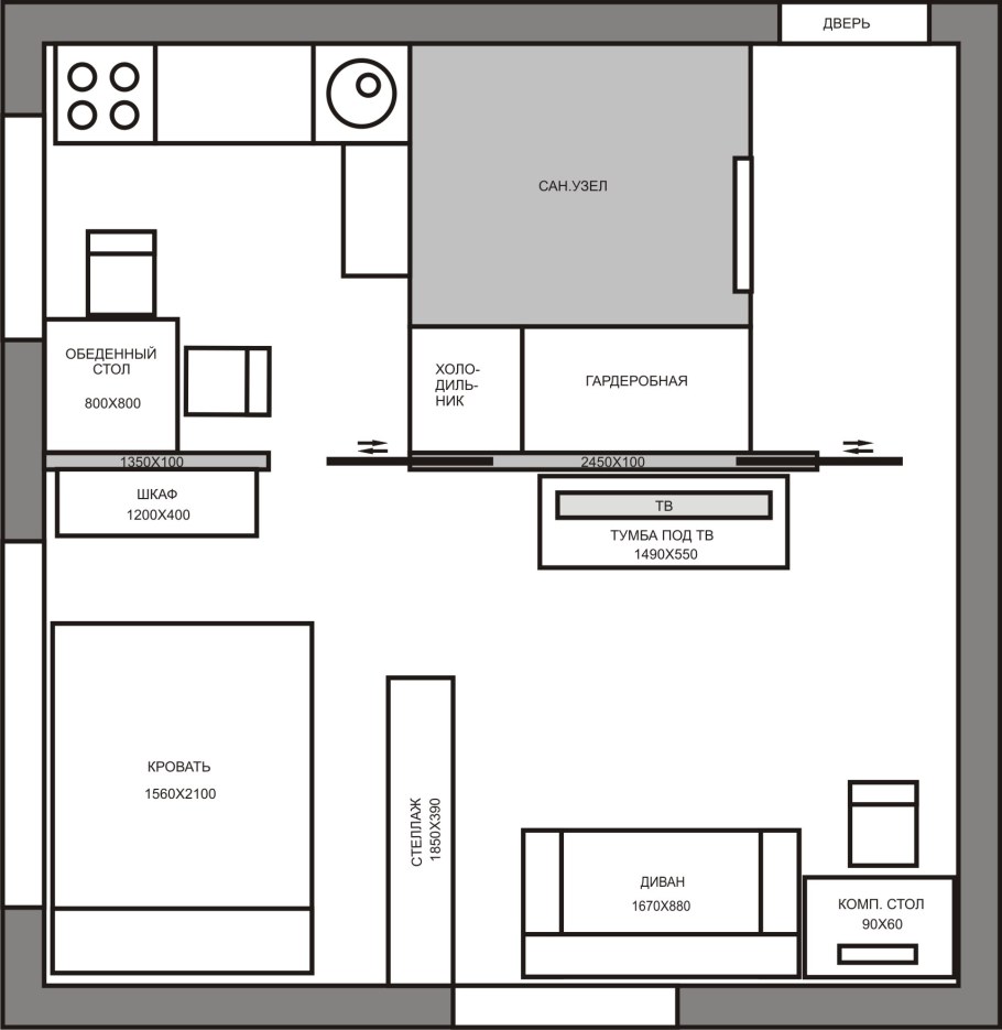 Планировка квартиры хрущевки 1 комната угловая