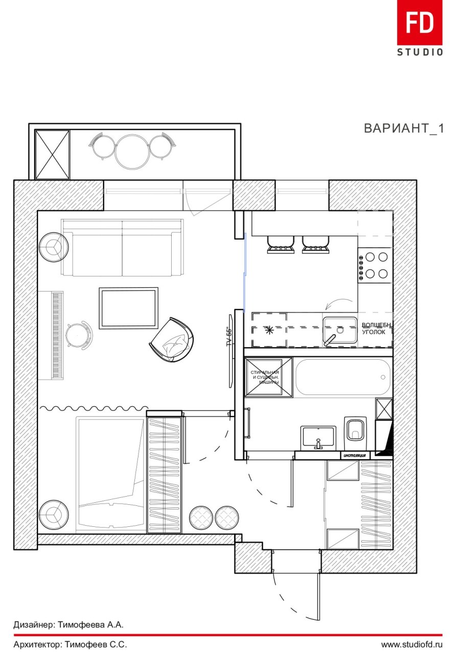 План перепланировки однокомнатной квартиры хрущевки